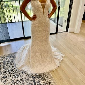 Kelly Chase Sequin Lace Art Deco Wedding Dress